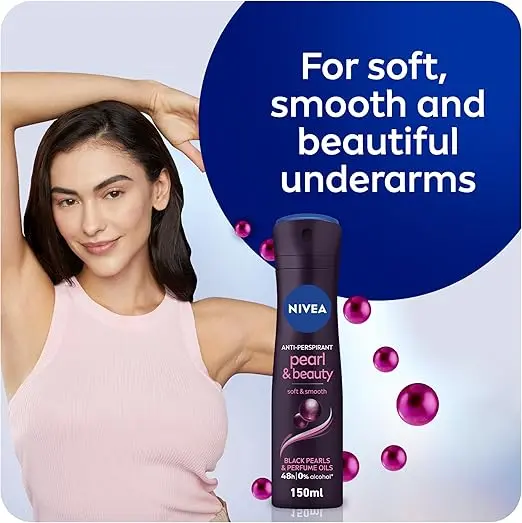 NIVEA Antiperspirant for Women, Pearl & Beauty, Black Pearl & Perfume Oils, Spray 150ml 2.webp