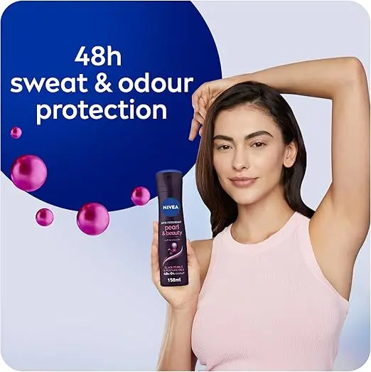 NIVEA Antiperspirant for Women, Pearl & Beauty, Black Pearl & Perfume Oils, Spray 150ml 3.webp