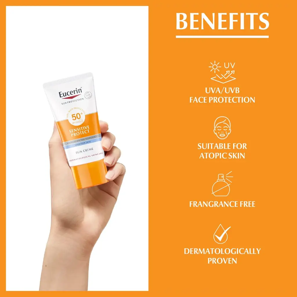 Eucerin Sun Cream Facial Sunscreen Sensitive Protect 50+SPF 50ml4.webp