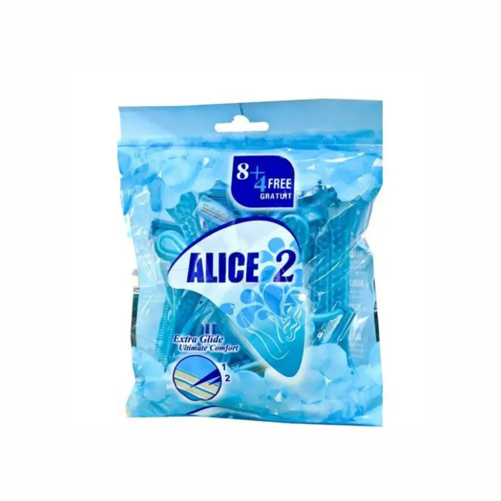 Alice Razor For Women Extra Glide Ultimate Comfort, Pack Of 8 + 4 Free Pieces, Baby Blue
