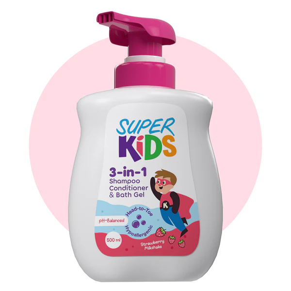 Superkids 3 In 1 Strawberry Milkshake Shampoo 500 ml