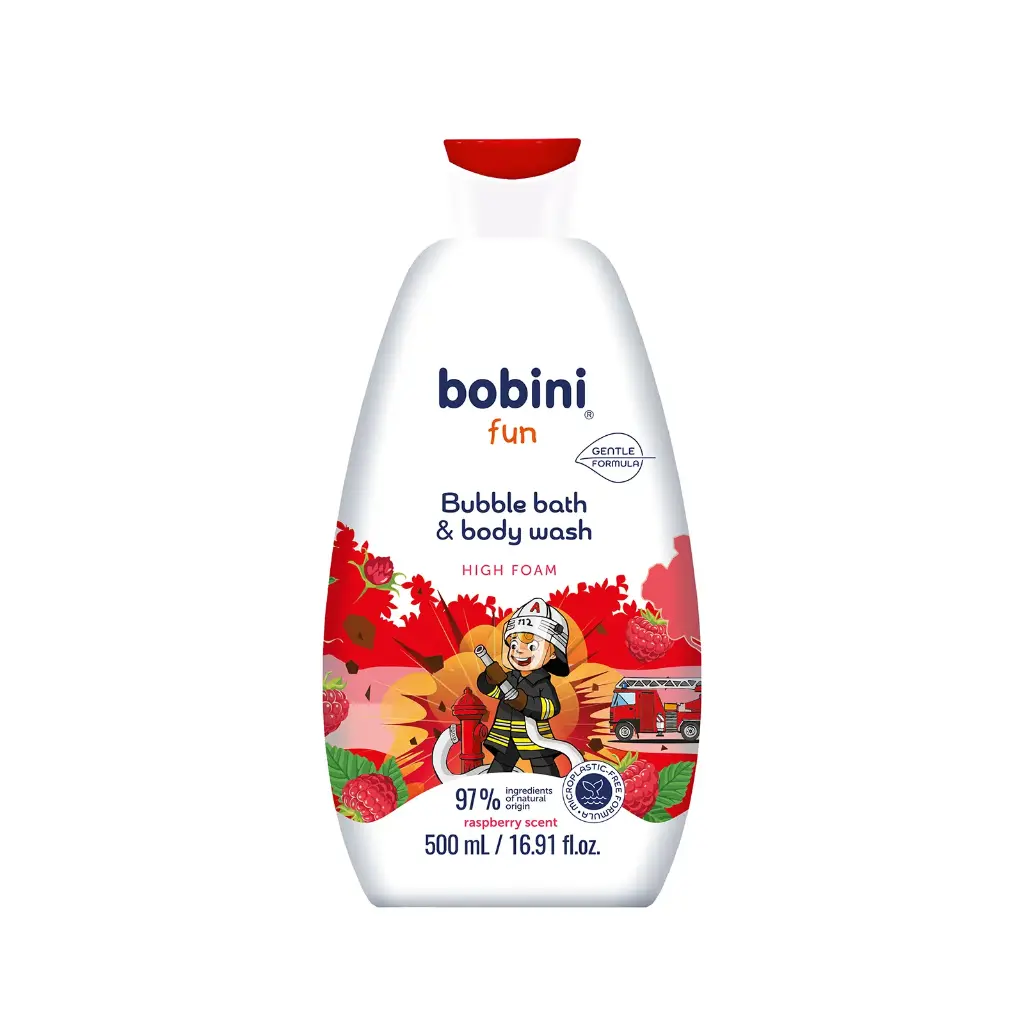 Bobini Raspberry Scent Fun Bubble Bath and Body Wash for Kids 500 ml
