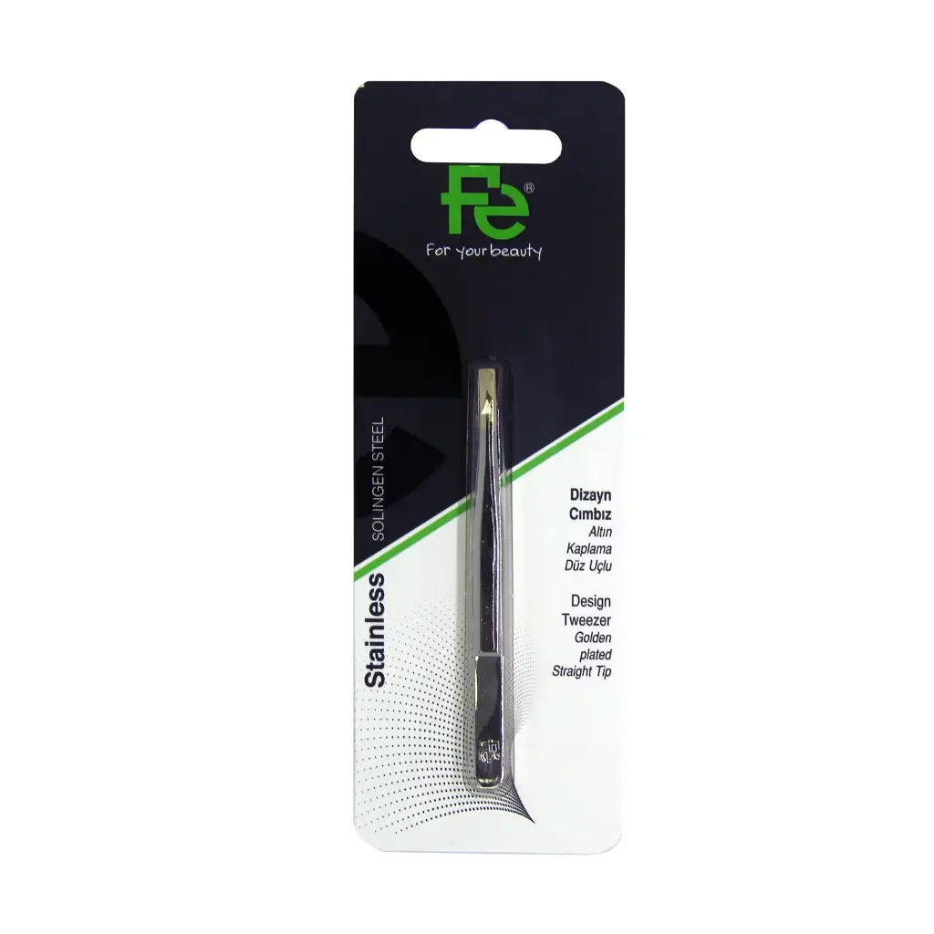 Fe Design Tweezer Golden plated Straight Tip FEP1057 