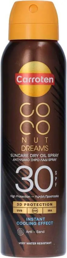 Carroten Coconut Dreams Suncare Dry Oil Spray SPF30 instant cooling effect 150M