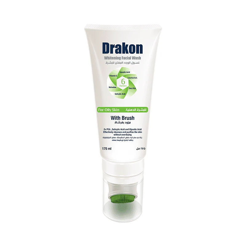 Drakon Whitening Facial Wash for Oily Skin with Brush - 175 ml 