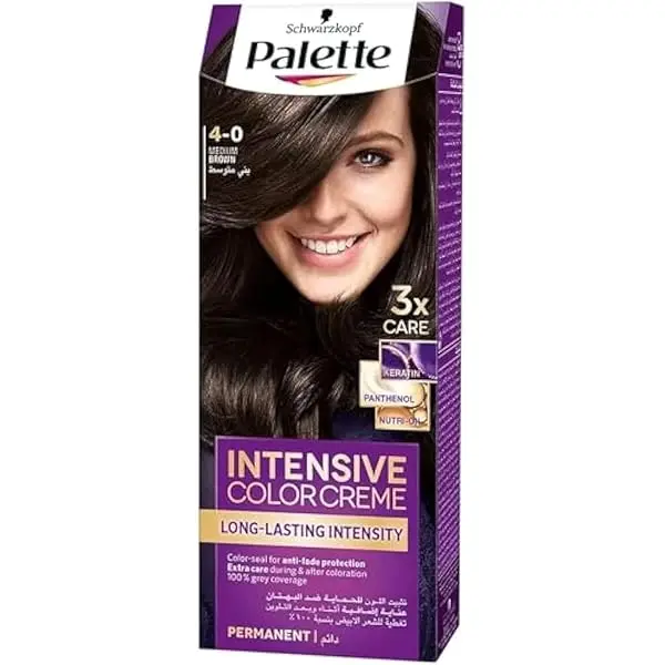 Palette Permanent Cream Hair Dye for Women, Medium Brown 4-0