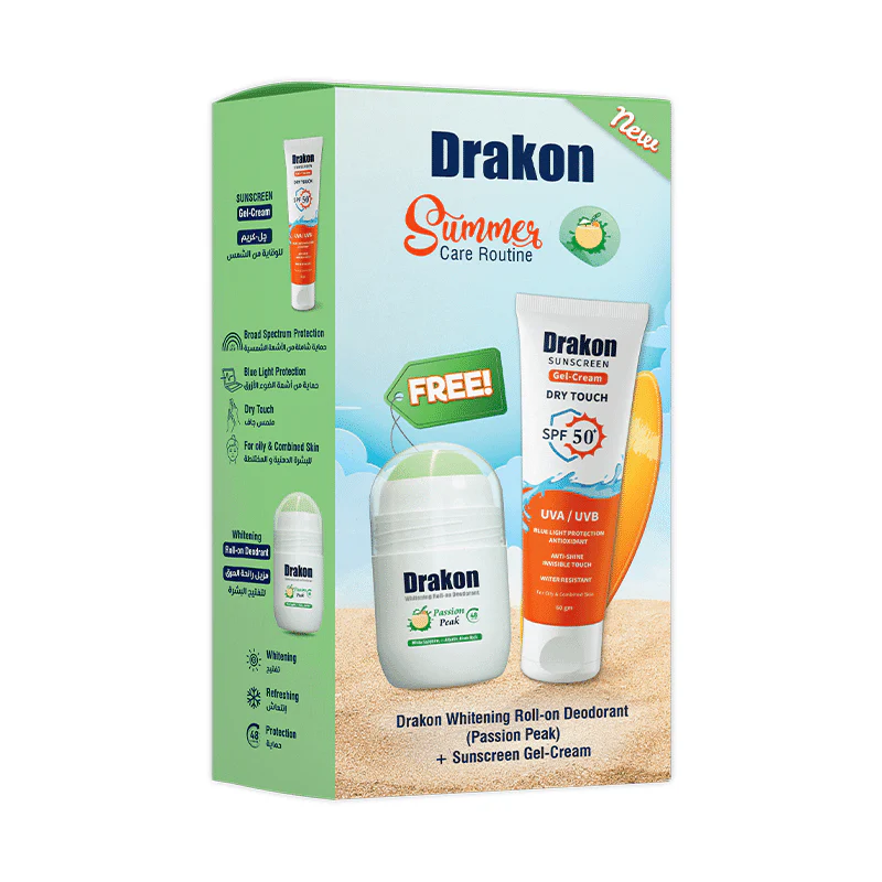 Drakon Whitening Roll-On Deodorant Pink Bubble + Sunscreen Gel Cream Dry Touch SPF50+ (1+1) Promopack - 50ml +60gm