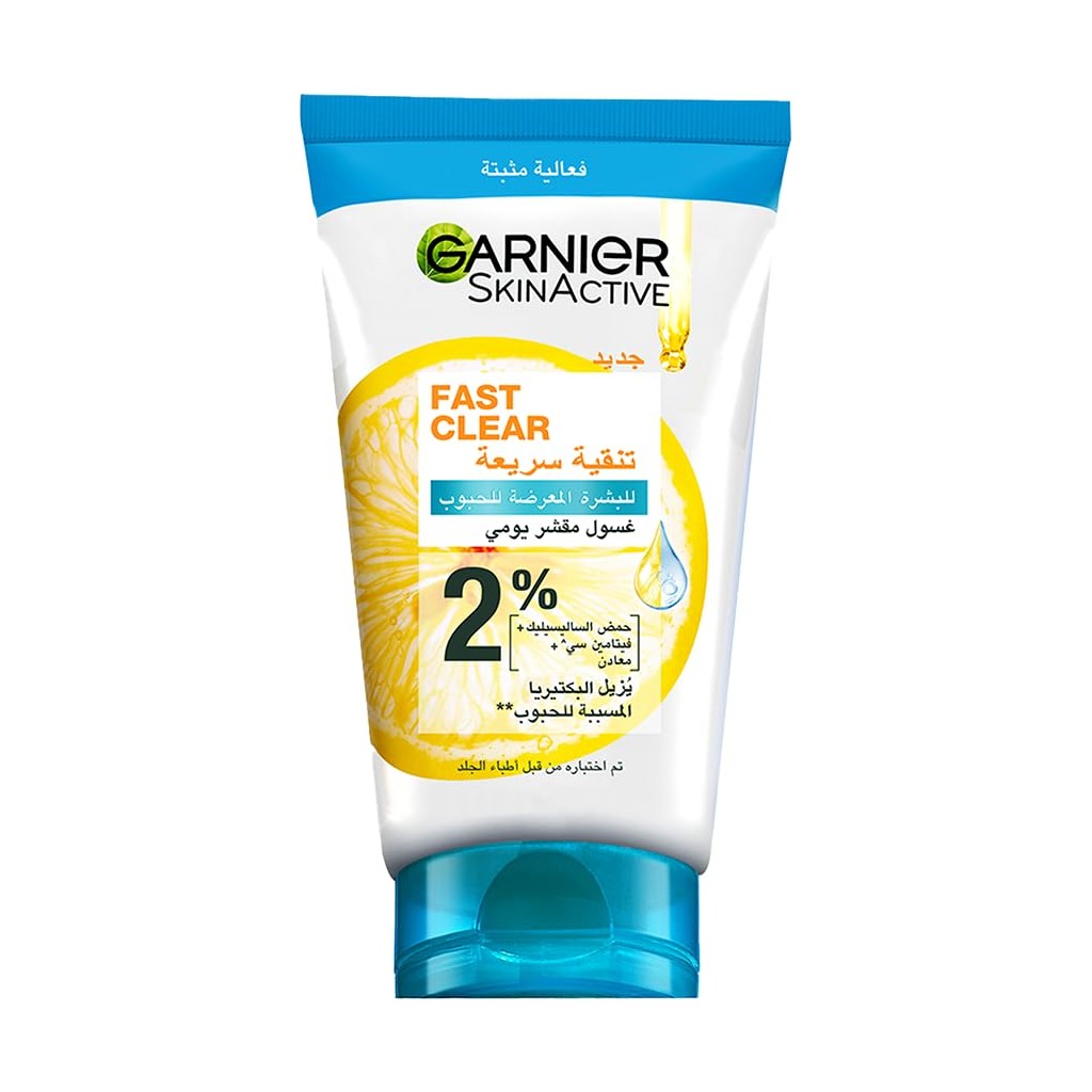 Garnier Skin Active Fast Clear 3-in-1 Face Wash for Acne-Prone Skin with Salicylic Acid and Vitamin C, 50ml
