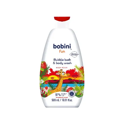 [koz649] Bobini Strawberry Scent Fun Bubble Bath and Body Wash for Kids 500 ML