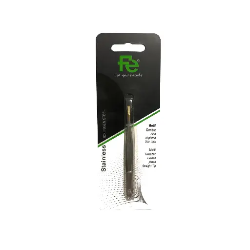 [koz1126] Fe Motif Tweezer Golden Plated Straight Tip FEP1058