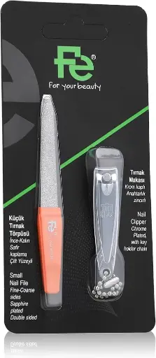 [koz1141] Fe Nail Clipper Chrome Plated with Key Holder Chain FEPI041