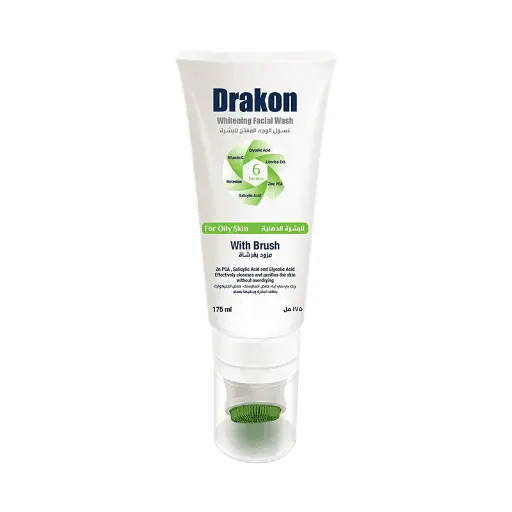 [koz1372] Drakon Whitening Facial Wash for Oily Skin with Brush - 175 ml 