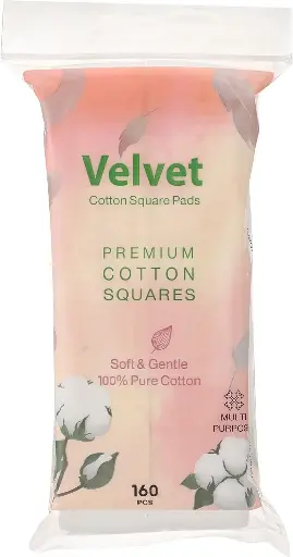 [koz1402] Velvet Multipurpose Square Cotton Pads - Pack of 160 Pcs