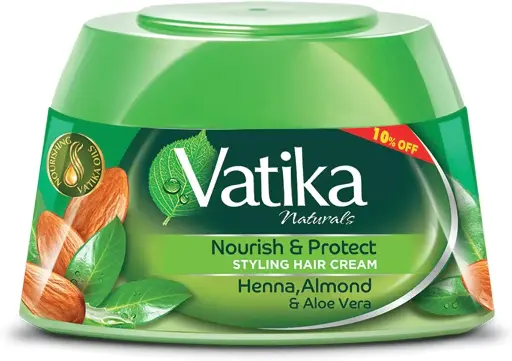 [koz2987] Vatika Naturals Nourish and Protect Styling Hair Cream Natural Extracts of Henna, Almond and Aloe Vera (190mL)