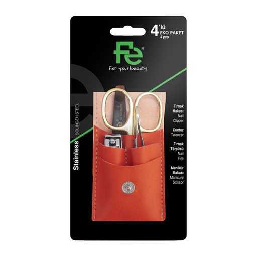 [koz3289] Fe Set of 4 Nail Clipper, Tweezer, Nail File, Scissor